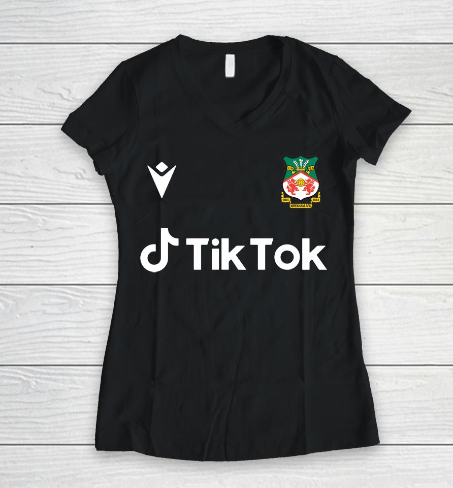 Wrexham Afc Club Shop Wrexham Fc The Red One Tik Tok 2022/23 Home Women V-Neck T-Shirt