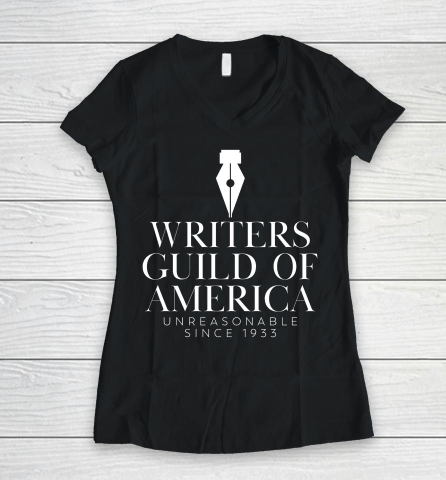 Writers Guild Of America Unreasonable Since 1933 Women V-Neck T-Shirt