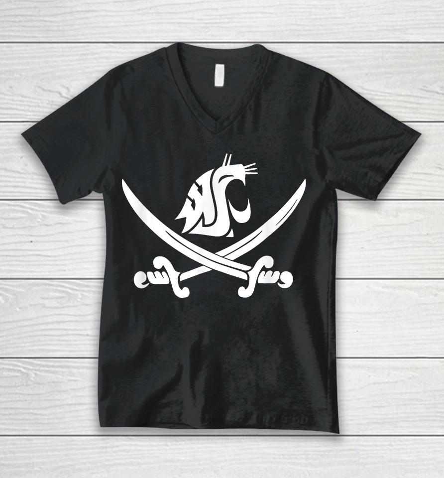 Wsu Pirate Swing Your Sword Unisex V-Neck T-Shirt