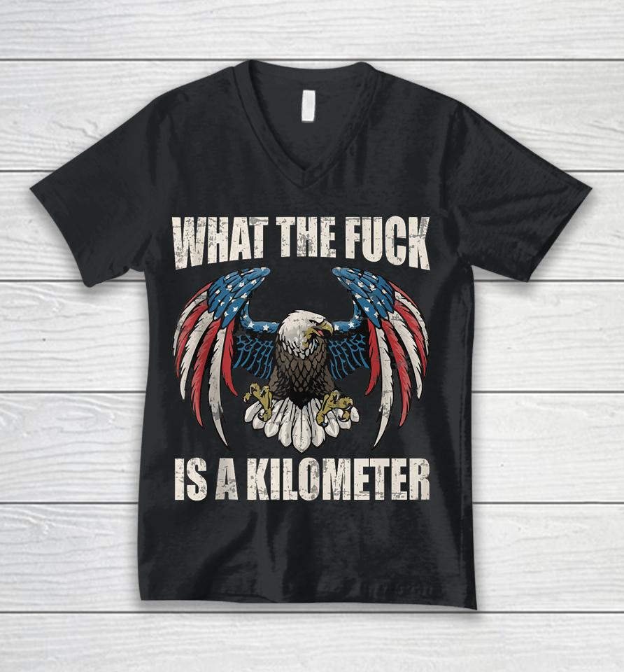 Wtf What The Fuck Is A Kilometer George Washington July 4Th Unisex V-Neck T-Shirt