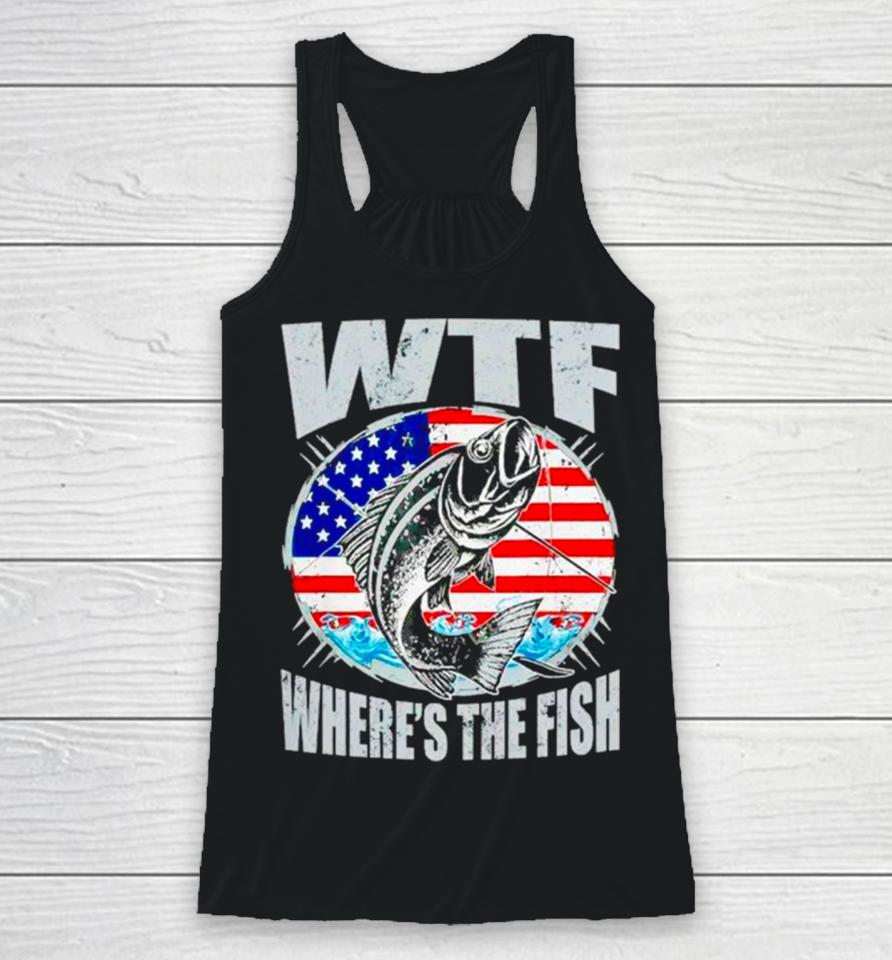 Wtf Where’s The Fish Usa Flag Racerback Tank