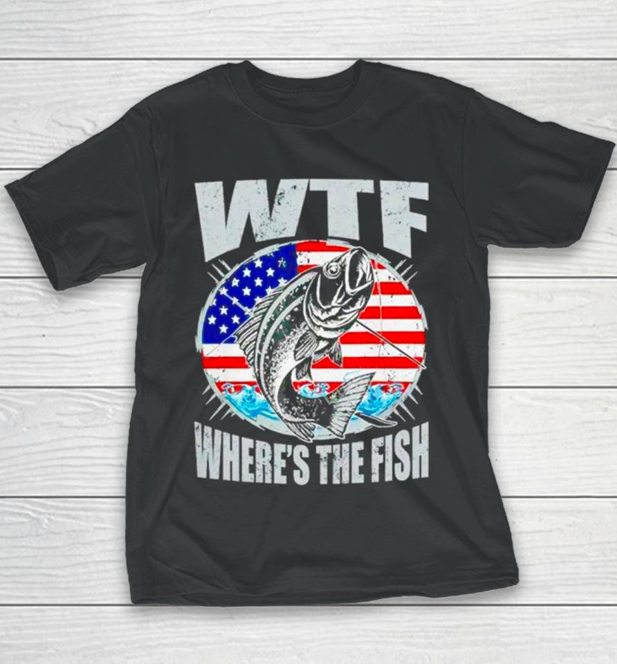 Wtf Where’s The Fish Usa Flag Youth T-Shirt