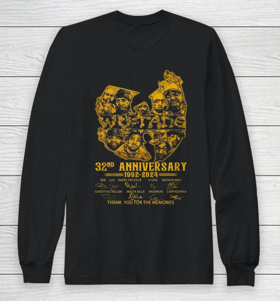 Wu Tang Clan 32Nd Anniversary 1992 – 2024 Thank You For The Memories Signatures Long Sleeve T-Shirt