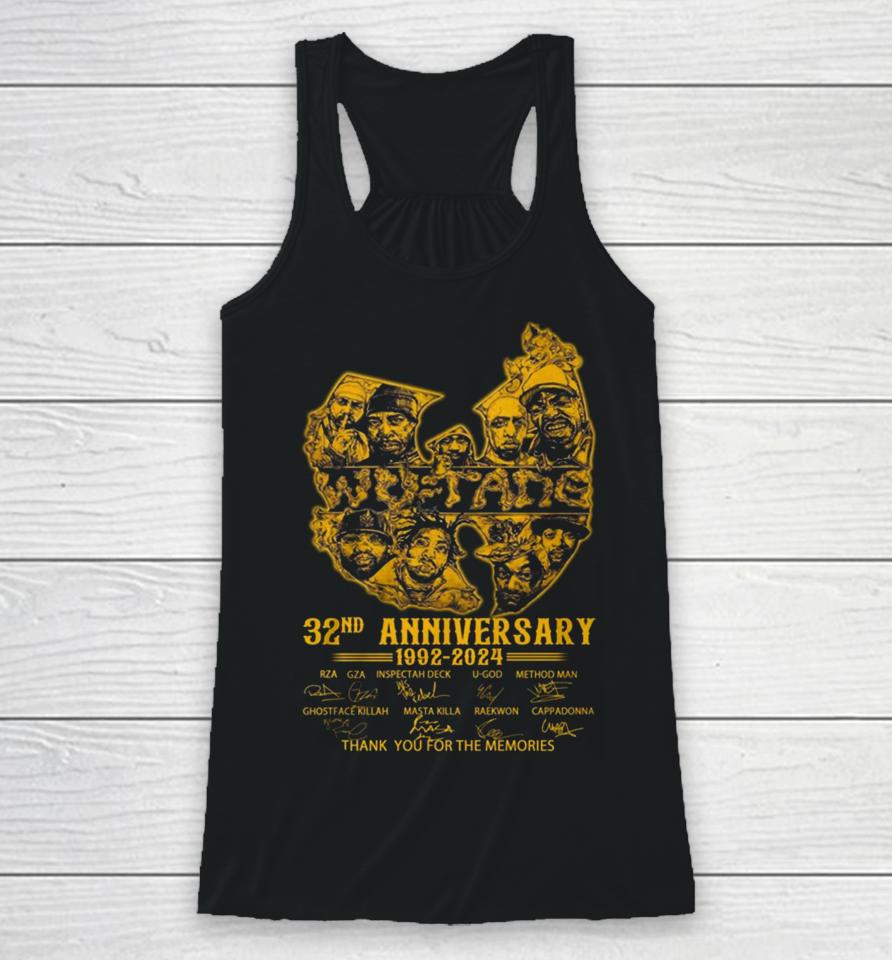 Wu Tang Clan 32Nd Anniversary 1992 – 2024 Thank You For The Memories Signatures Racerback Tank