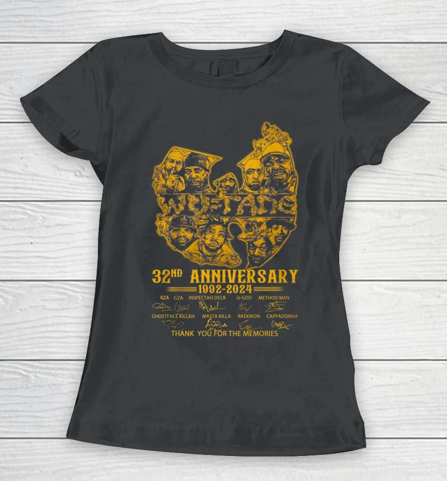 Wu Tang Clan 32Nd Anniversary 1992 – 2024 Thank You For The Memories Signatures Women T-Shirt