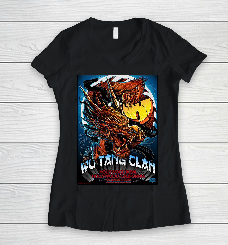Wu-Tang Clan &Amp; Nas Ny State Of Mind Tour Hollywood Bowl Oct 4 2022 Hollywood Ca Women V-Neck T-Shirt