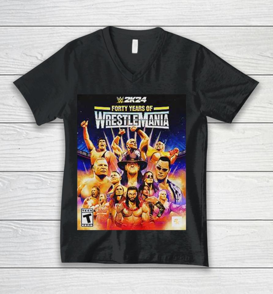 Wwe 2K24 Forty Years Of Wrestle Mania Unisex V-Neck T-Shirt