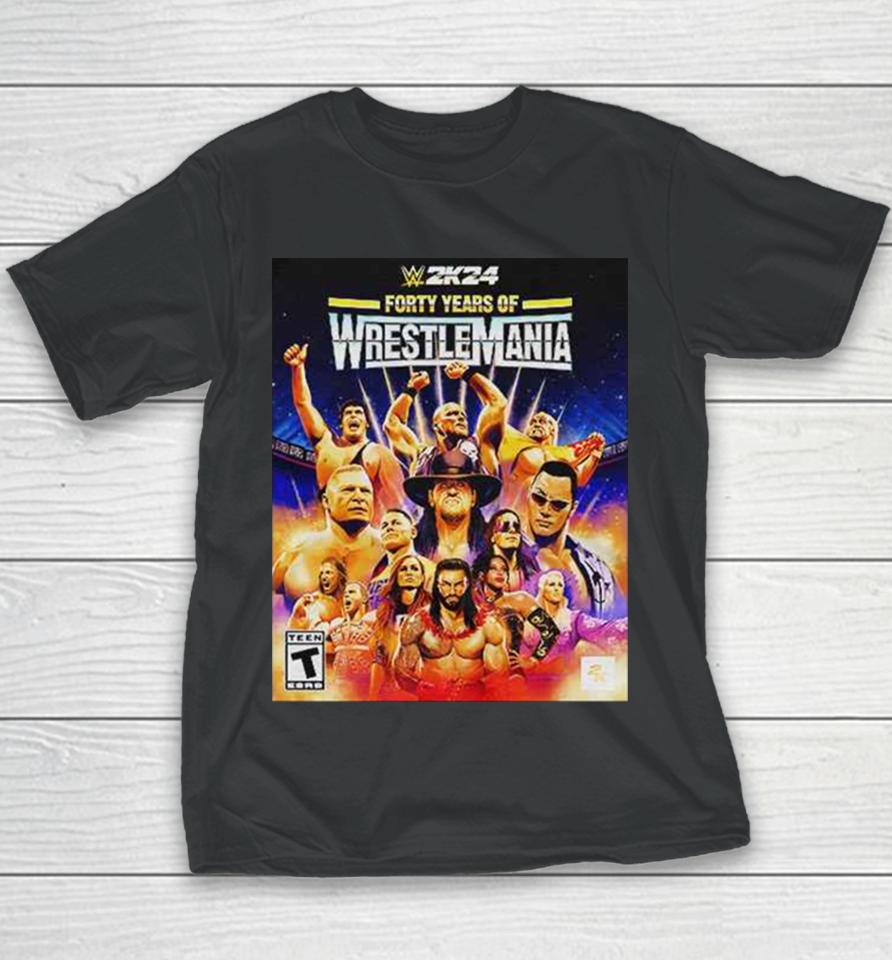 Wwe 2K24 Forty Years Of Wrestle Mania Youth T-Shirt