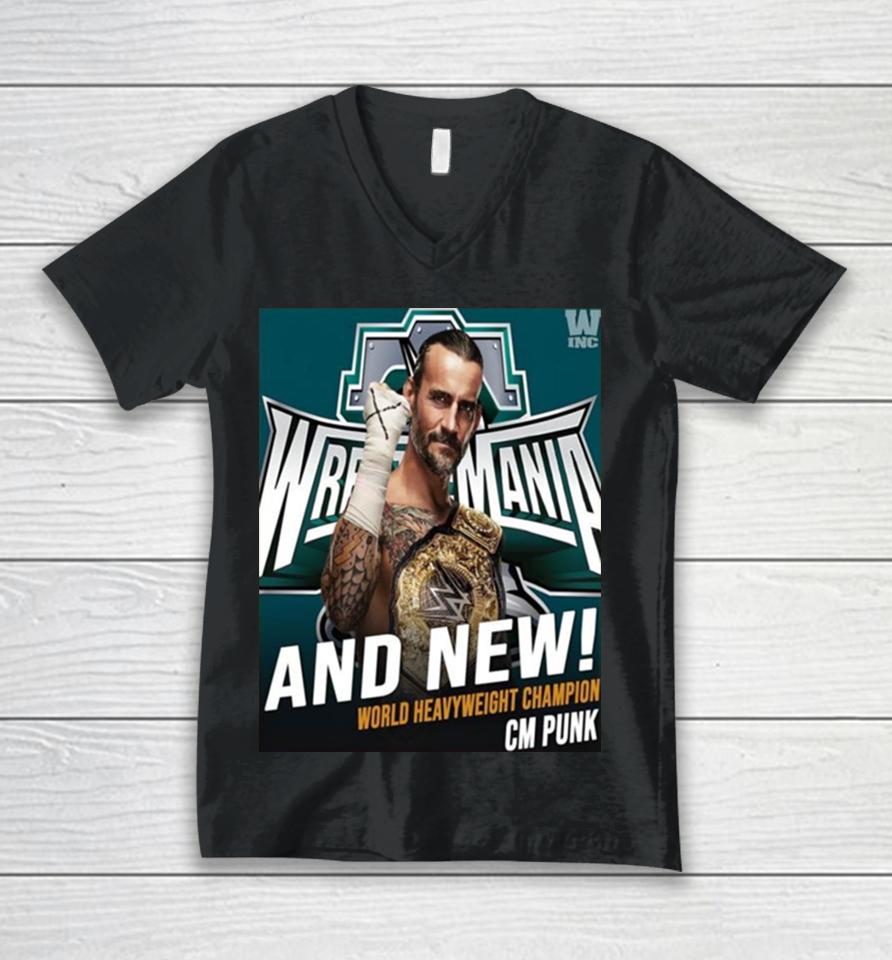 Wwe And New World Heavyweight Champion Cm Punk Wrestlemania Unisex V-Neck T-Shirt