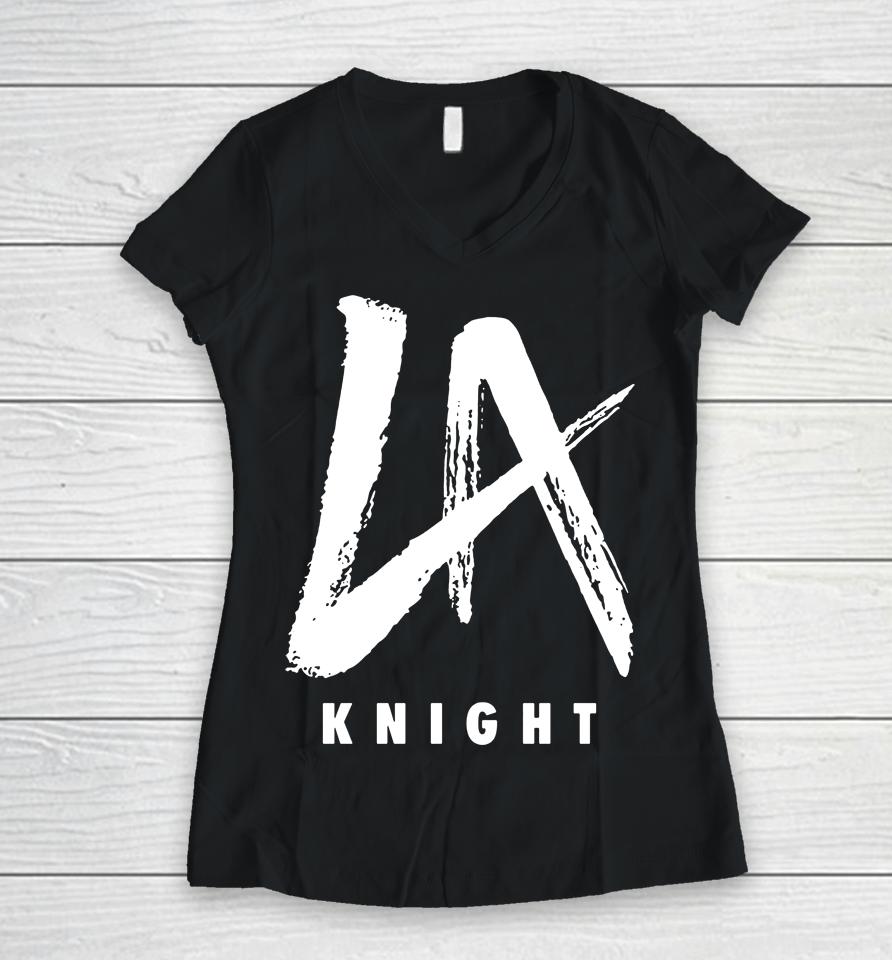 Wwe Men's Fanatics Branded Red La Knight Logo Women V-Neck T-Shirt