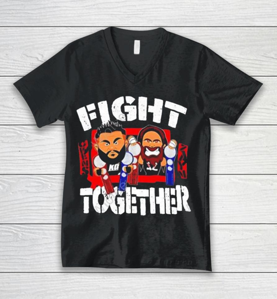 Wwe Sami Zayn And Kevin Owens Fight Together Art Design Unisex V-Neck T-Shirt