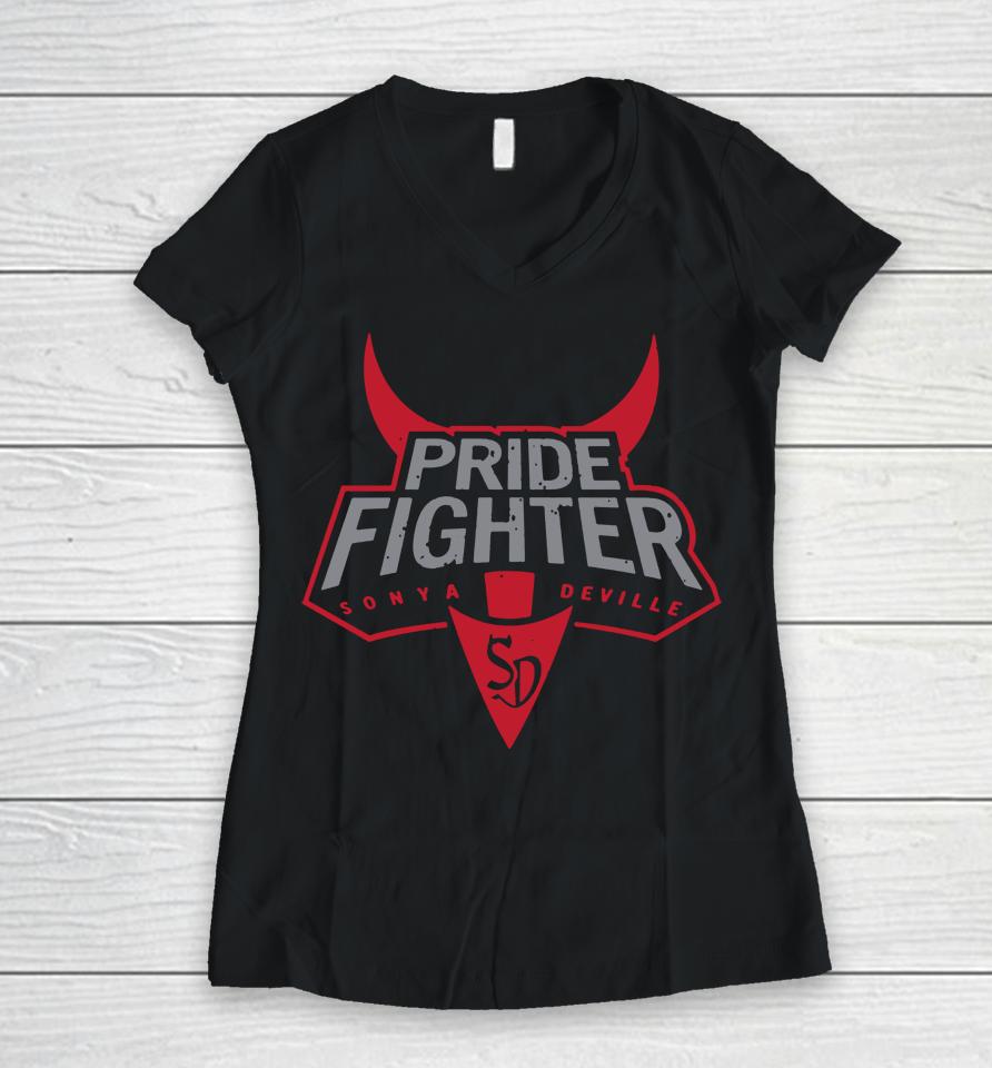 Wwe Shop Sonya Deville Pride Fighter Women V-Neck T-Shirt