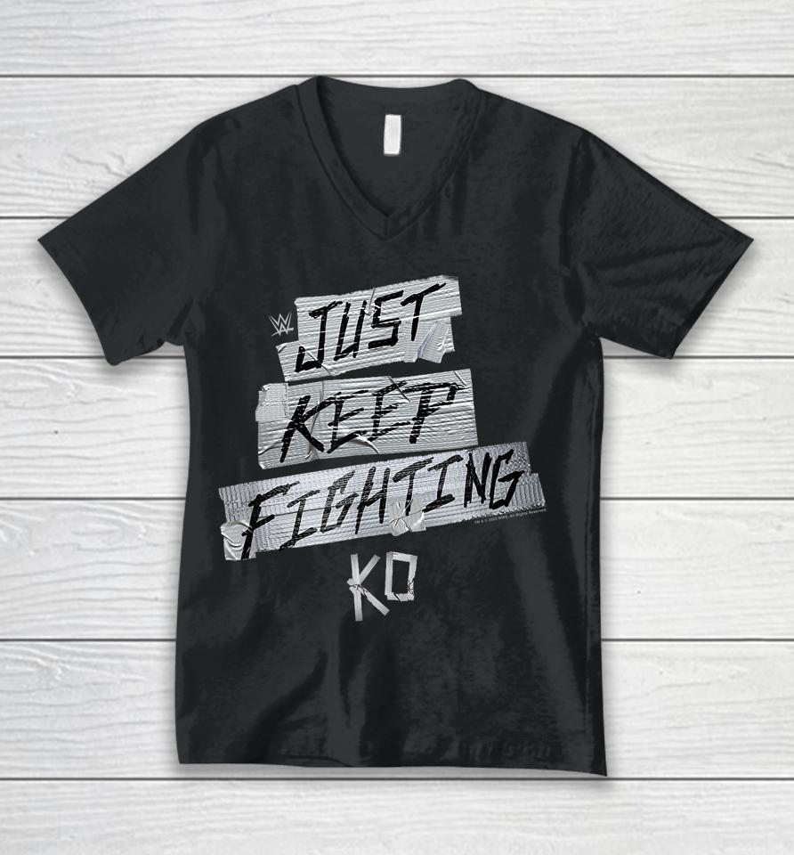 Wwe Wrestlemania Kevin Owens Just Keep Fighting Emblem Unisex V-Neck T-Shirt