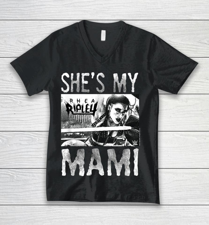 Wwe Wrestlemania Rhea Ripley She's My Mami Unisex V-Neck T-Shirt