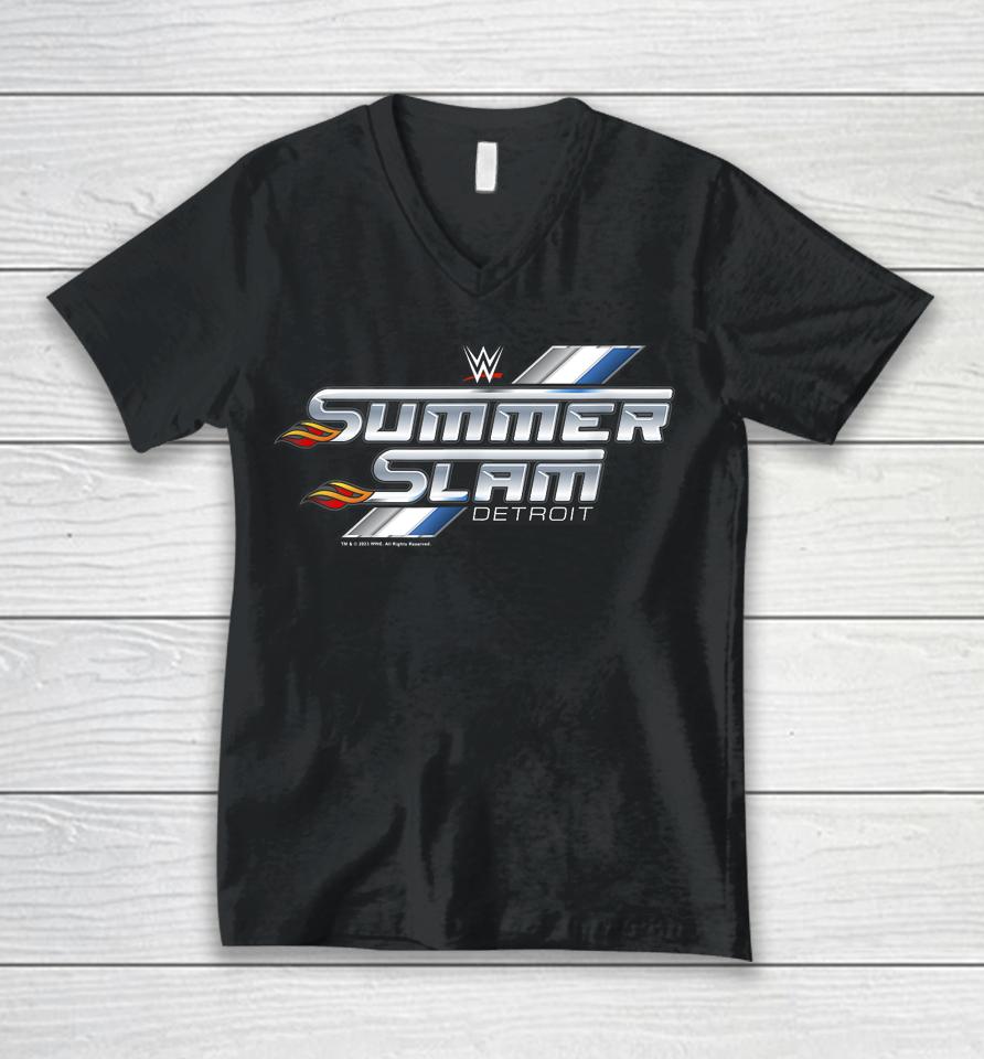 Wwe Wrestlemania Summer Slam 2023 Detroit Logo Unisex V-Neck T-Shirt
