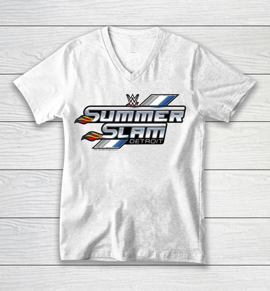 Wwe Wrestlemania Summer Slam 2023 Detroit Logo V2 Unisex V-Neck T-Shirt