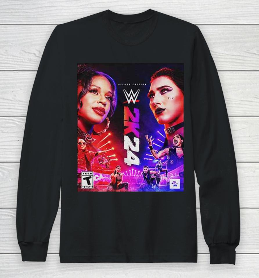 Wwe2K24 Deluxe Edition Two Groundbreaking Superstars One Historic Cover Rhea Ripley And Bianca Belair Long Sleeve T-Shirt
