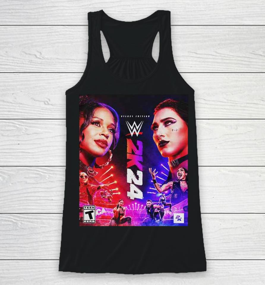 Wwe2K24 Deluxe Edition Two Groundbreaking Superstars One Historic Cover Rhea Ripley And Bianca Belair Racerback Tank