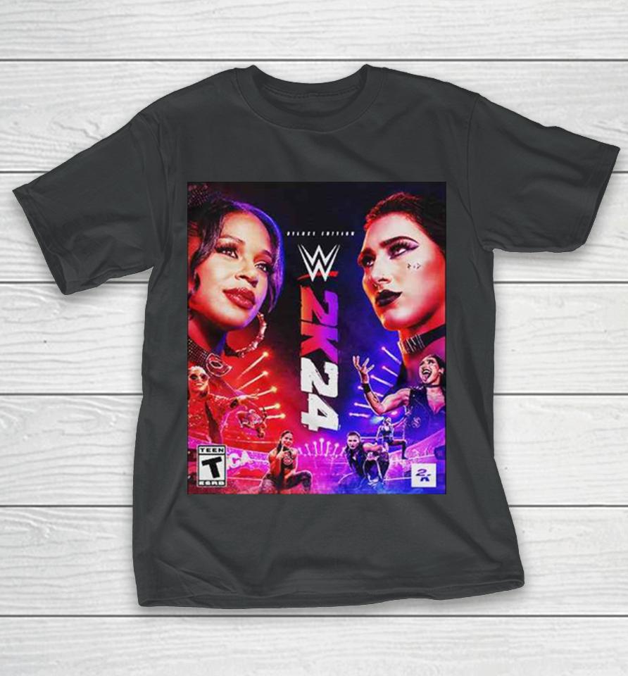 Wwe2K24 Deluxe Edition Two Groundbreaking Superstars One Historic Cover Rhea Ripley And Bianca Belair T-Shirt