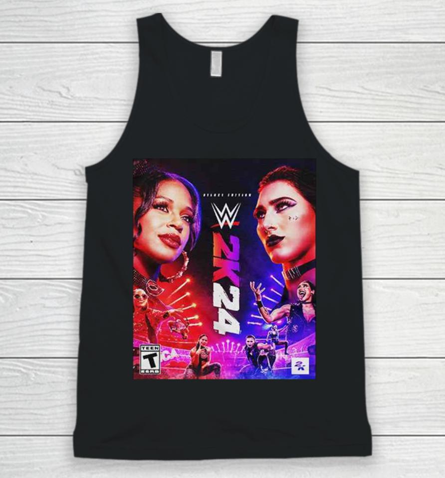 Wwe2K24 Deluxe Edition Two Groundbreaking Superstars One Historic Cover Rhea Ripley And Bianca Belair Unisex Tank Top