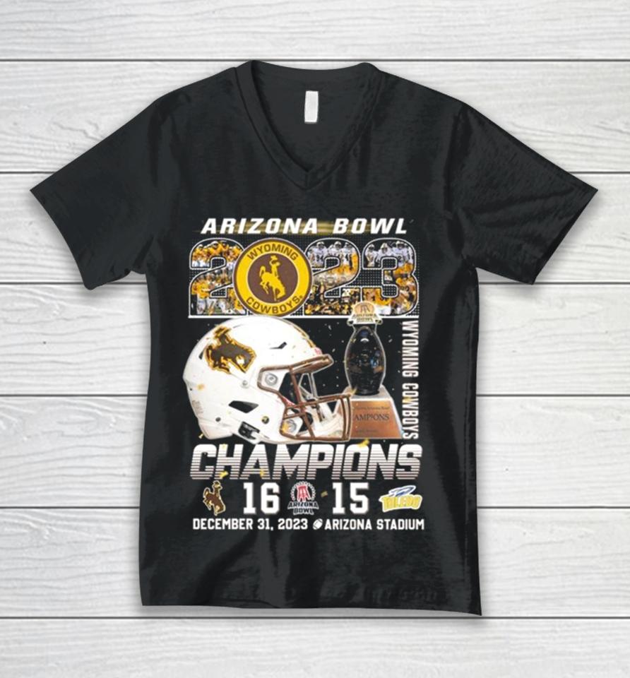 Wyoming Cowboys Arizona Bowl 2023 Champions December 31 2023 Arizona Stadium Unisex V-Neck T-Shirt