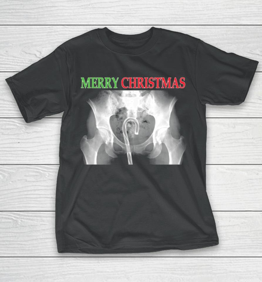 X Ray Merry Christmas Candy Cane T-Shirt