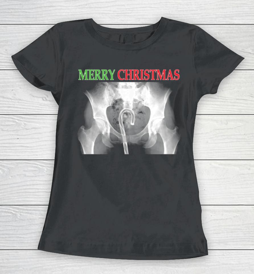 X Ray Merry Christmas Candy Cane Women T-Shirt