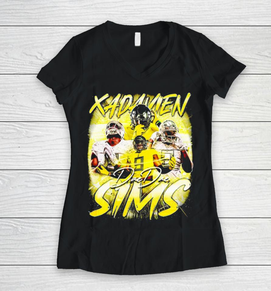 Xadavien Sims Players Graphics Poster Women V-Neck T-Shirt