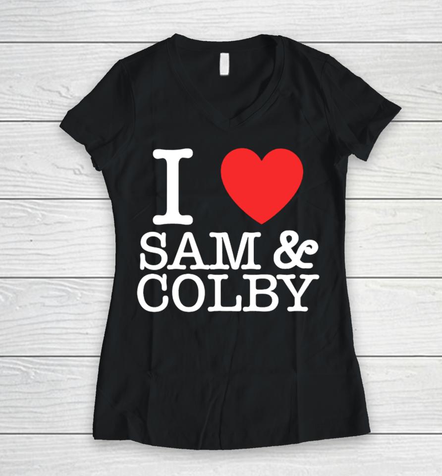Xplr Merch I Love Sam And Colby Women V-Neck T-Shirt