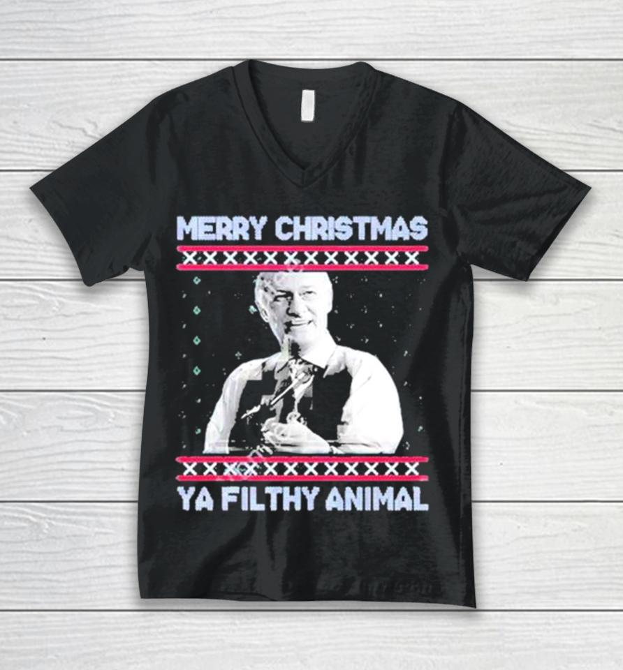 Ya Filthy Animal Tacky Merry Christmas Unisex V-Neck T-Shirt