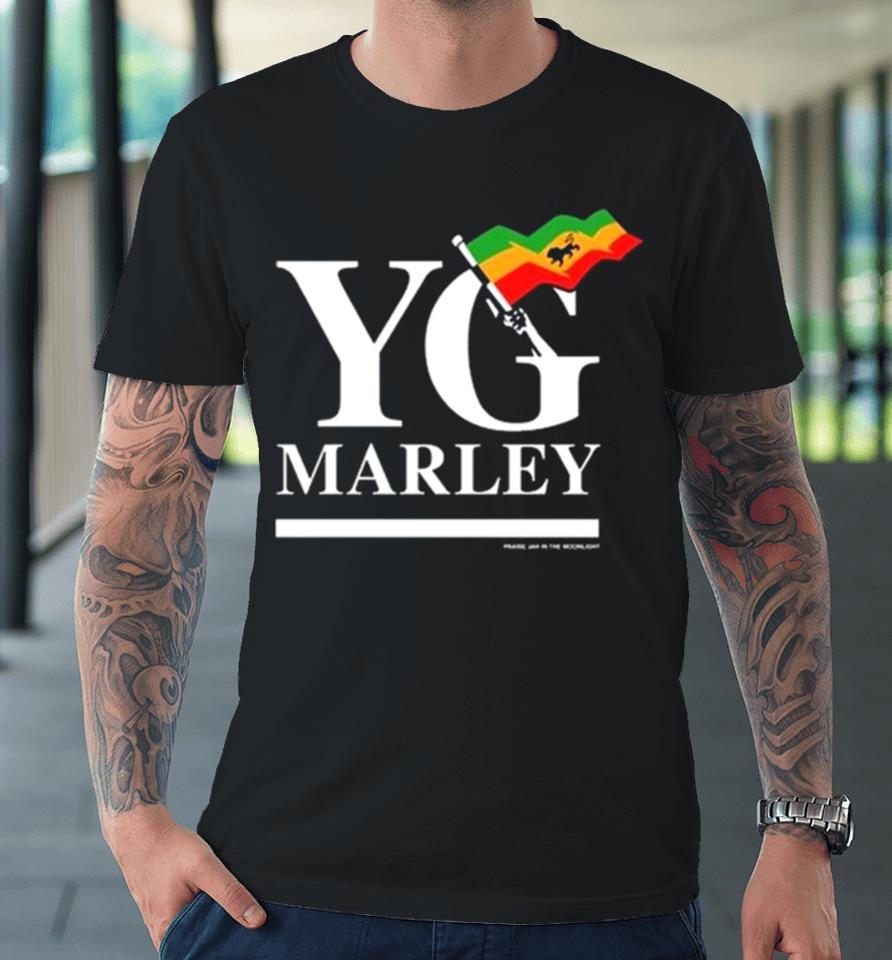 Yg Marley Flag Logo Praise Jah In The Moonlight Premium T-Shirt