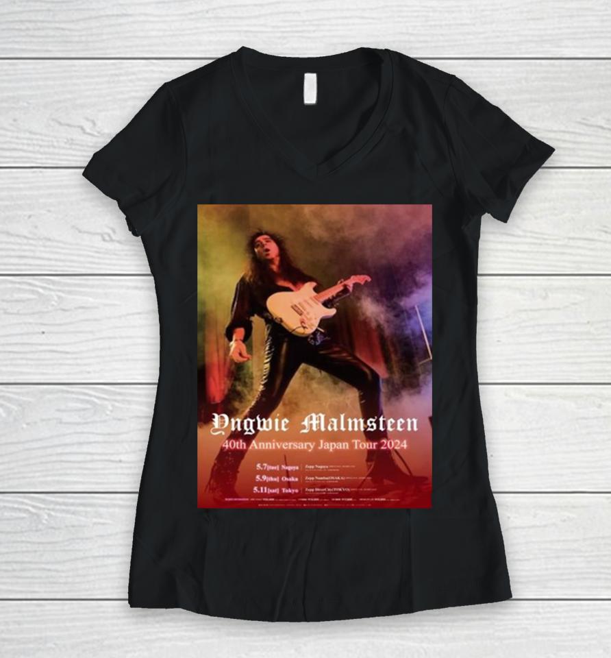 Yngwie Malmsteen Show 40Th Anniversary Japan Tour 2024 Women V-Neck T-Shirt