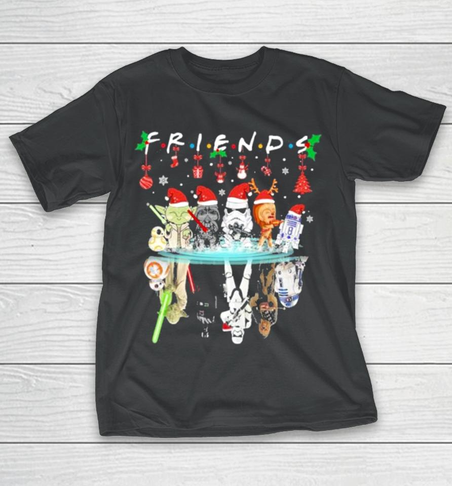 Yoda And Star Wars Characters Santa Water Surface Friends Christmas T-Shirt