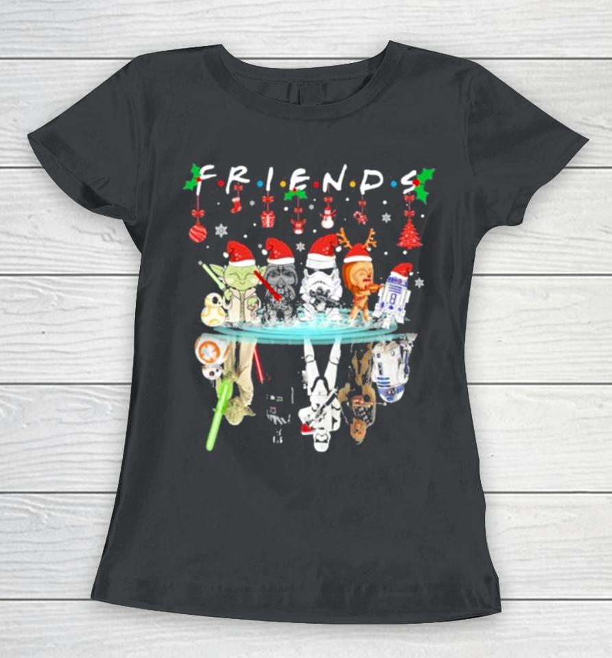 Yoda And Star Wars Characters Santa Water Surface Friends Christmas Women T-Shirt