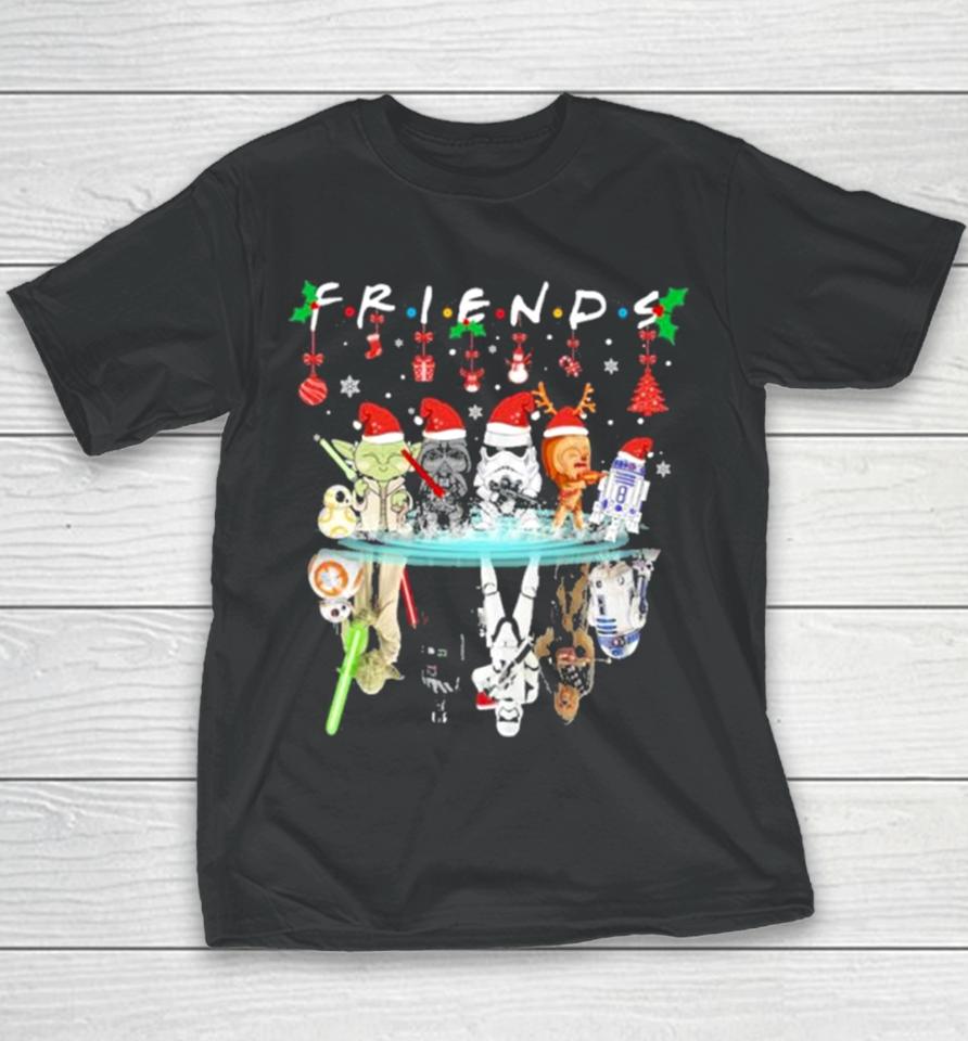 Yoda And Star Wars Characters Santa Water Surface Friends Christmas Youth T-Shirt
