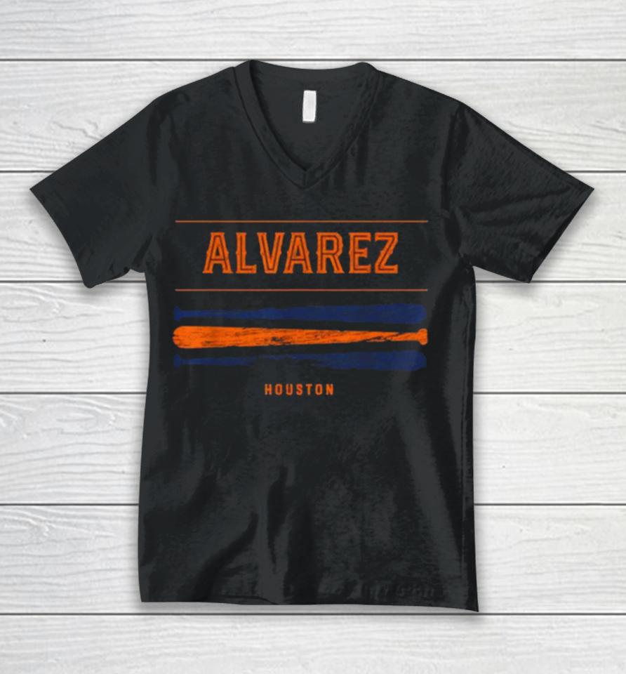 Yordan Alvarez Vintage Baseball Bat Gameday 2023 Houston Astros Unisex V-Neck T-Shirt