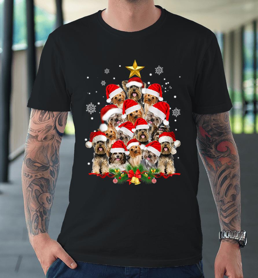 Yorkie Christmas Tree Funny Xmas Gifts Premium T-Shirt
