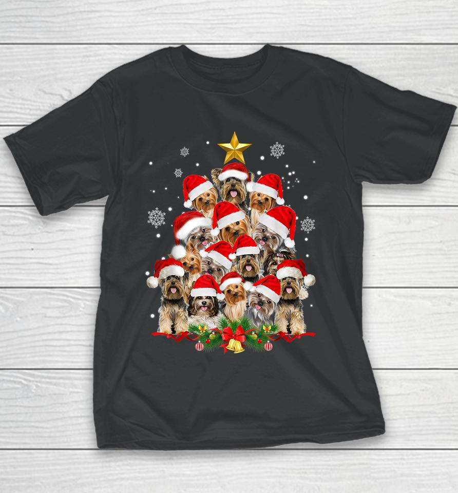 Yorkie Christmas Tree Funny Xmas Gifts Youth T-Shirt
