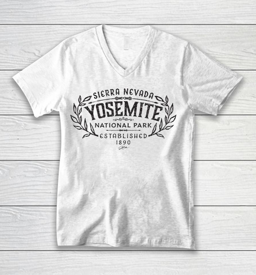 Yosemite National Park California Retro Unisex V-Neck T-Shirt
