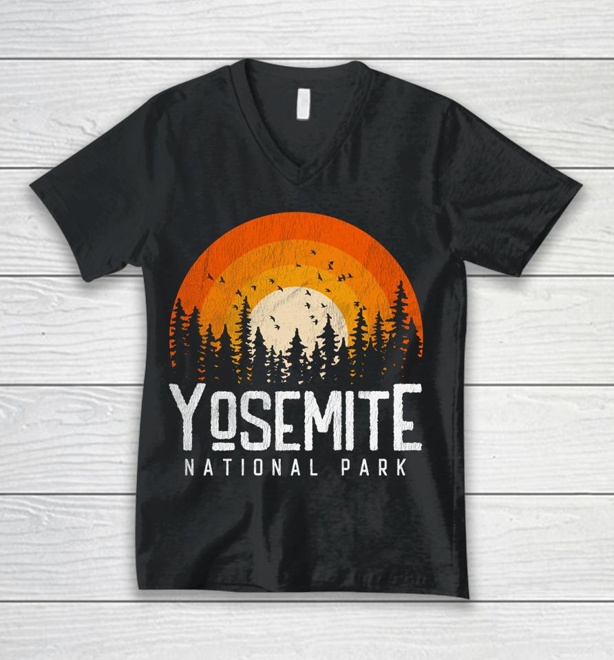 Yosemite Shirt Us National Park Retro Style Vintage 70S 80S Unisex V-Neck T-Shirt