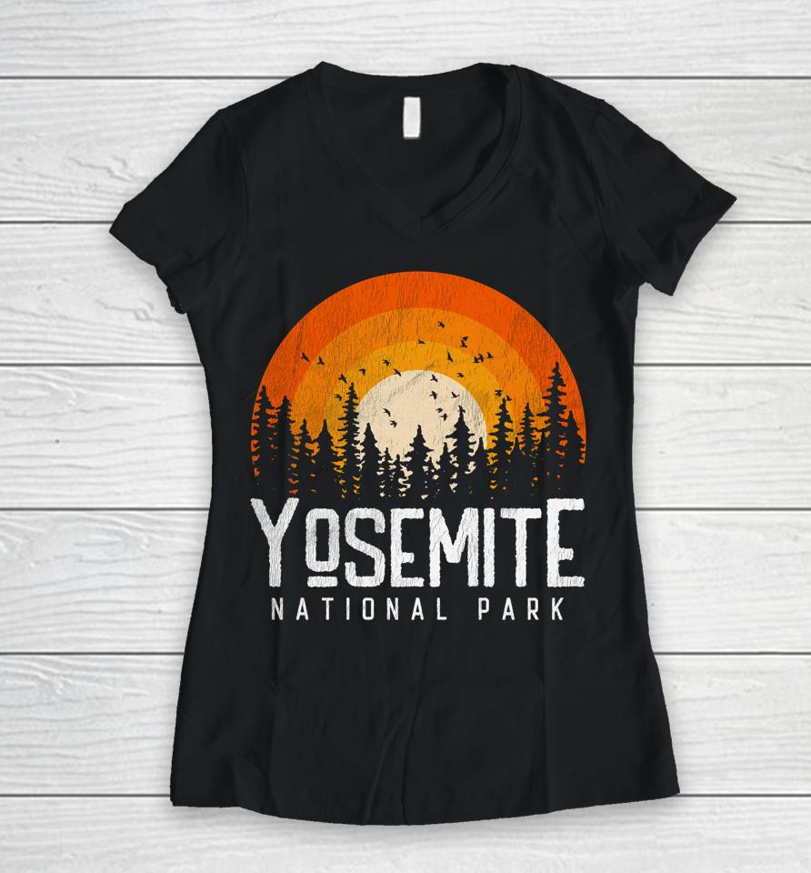 Yosemite Shirt Us National Park Retro Style Vintage 70S 80S Women V-Neck T-Shirt