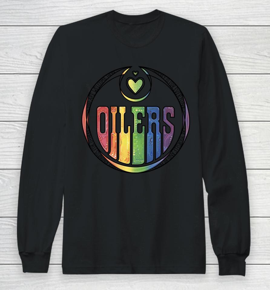 You Are Welcome Here Hockey Is For Everyone Oilers Have Kindness For Others Be Yourself And Be Proud Long Sleeve T-Shirt