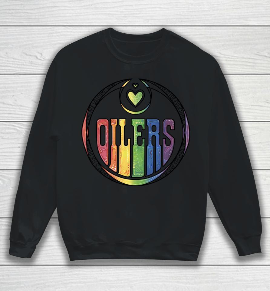You Are Welcome Here Hockey Is For Everyone Oilers Have Kindness For Others Be Yourself And Be Proud Sweatshirt