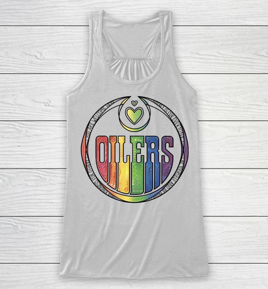 You Are Welcome Here Hockey Is For Everyone Oilers Racerback Tank