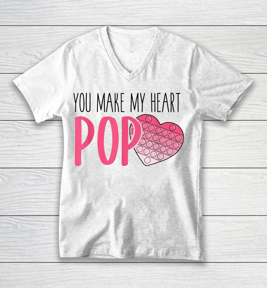 You Make My Heart Pop It Valentine's Day Unisex V-Neck T-Shirt