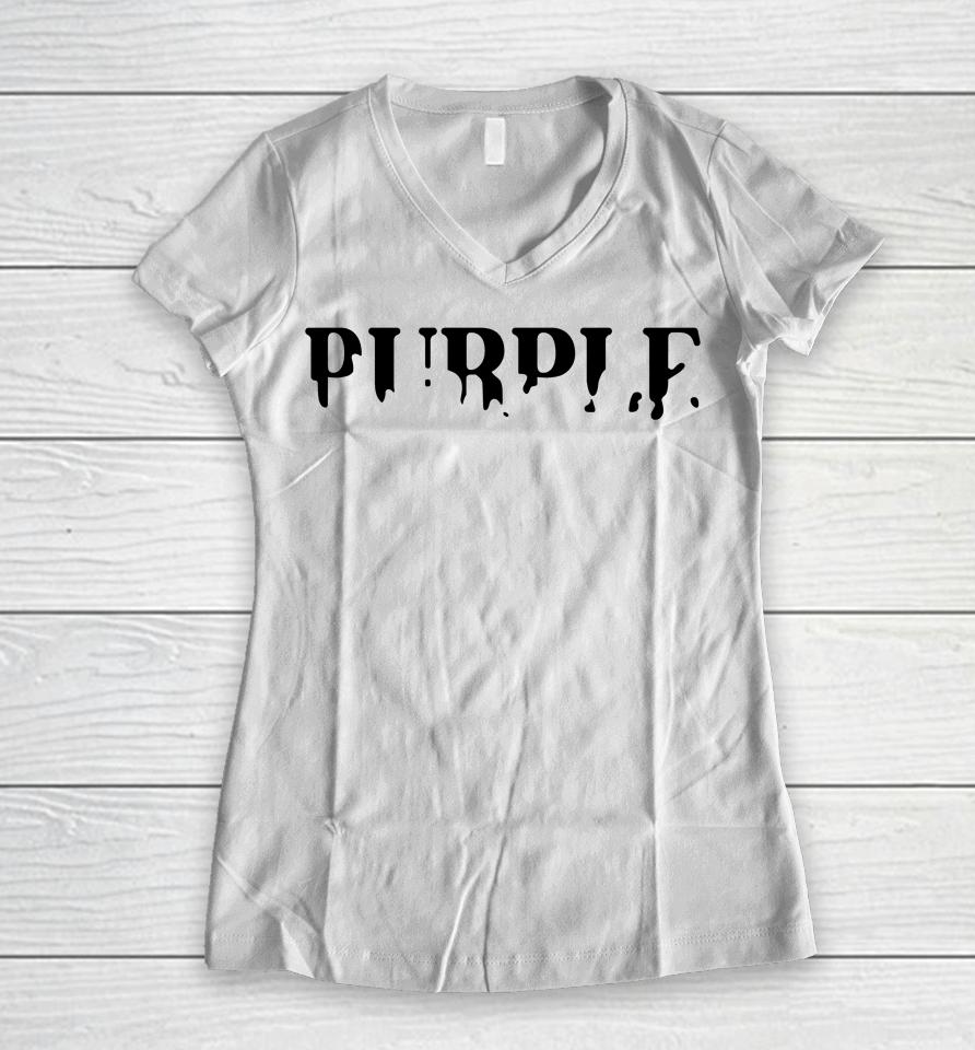 Yourrage Wearing Purple Women V-Neck T-Shirt