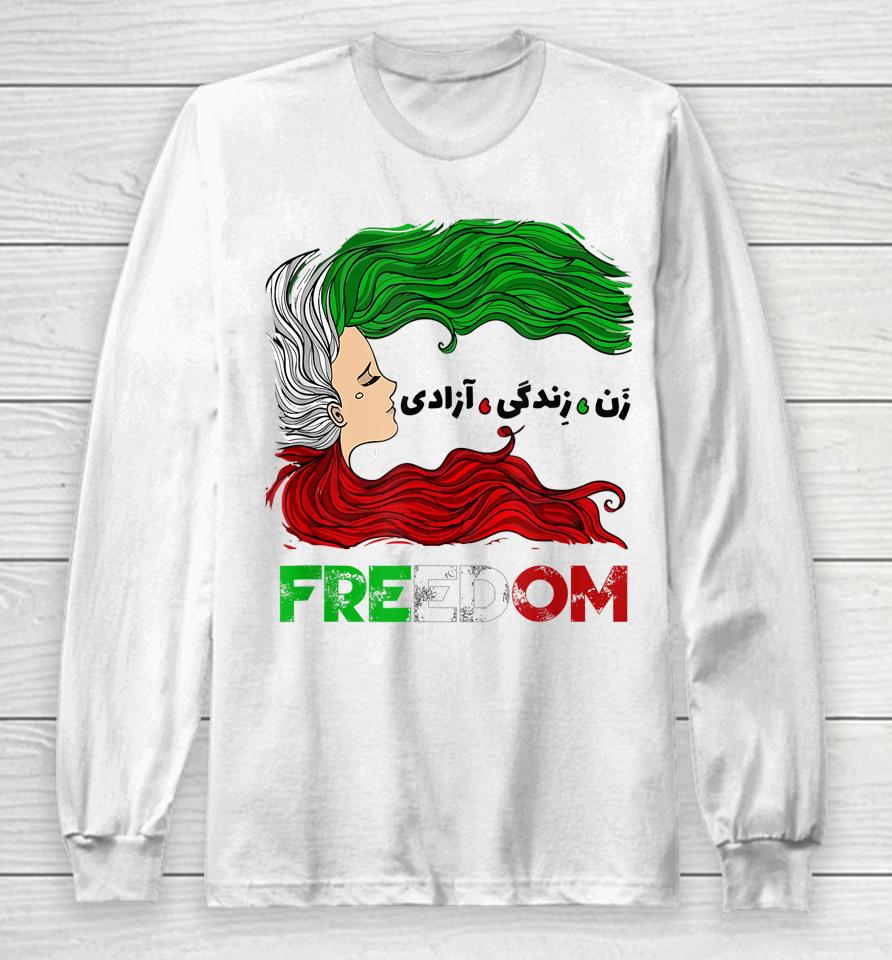Zan Zendegi Azadi Iran Persian Woman Life Hair Freedom Long Sleeve T-Shirt
