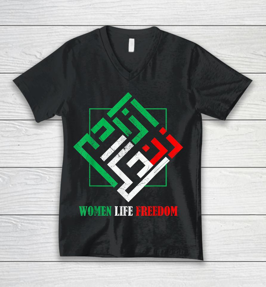 Zan Zendegi Azadi Persian Woman Life Freedom Unisex V-Neck T-Shirt