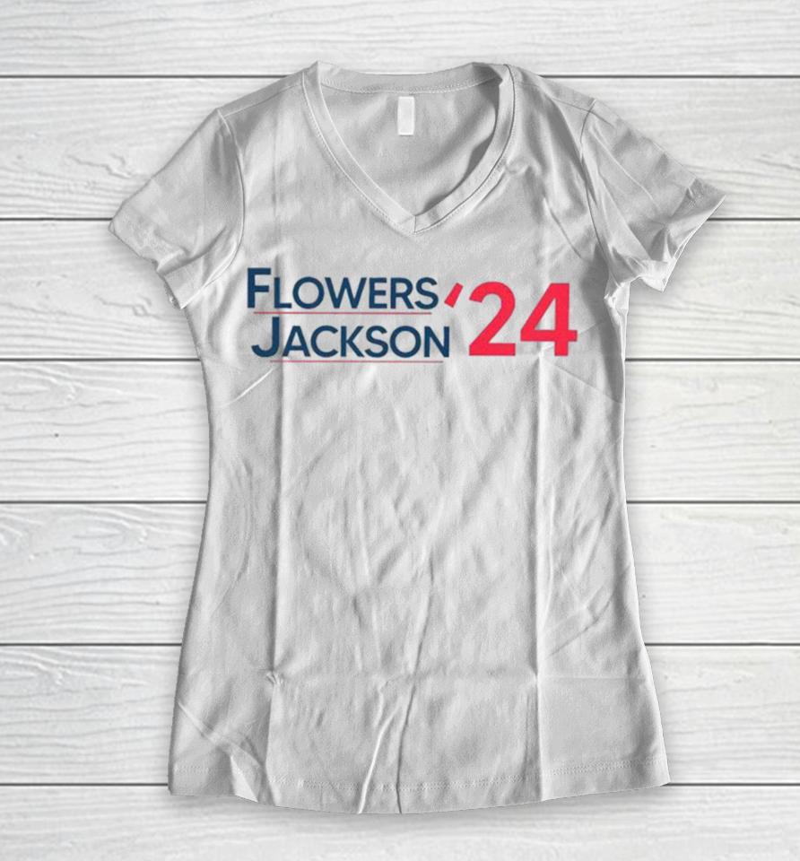 Zay Flowers Lamar Jackson 2024 Women V-Neck T-Shirt