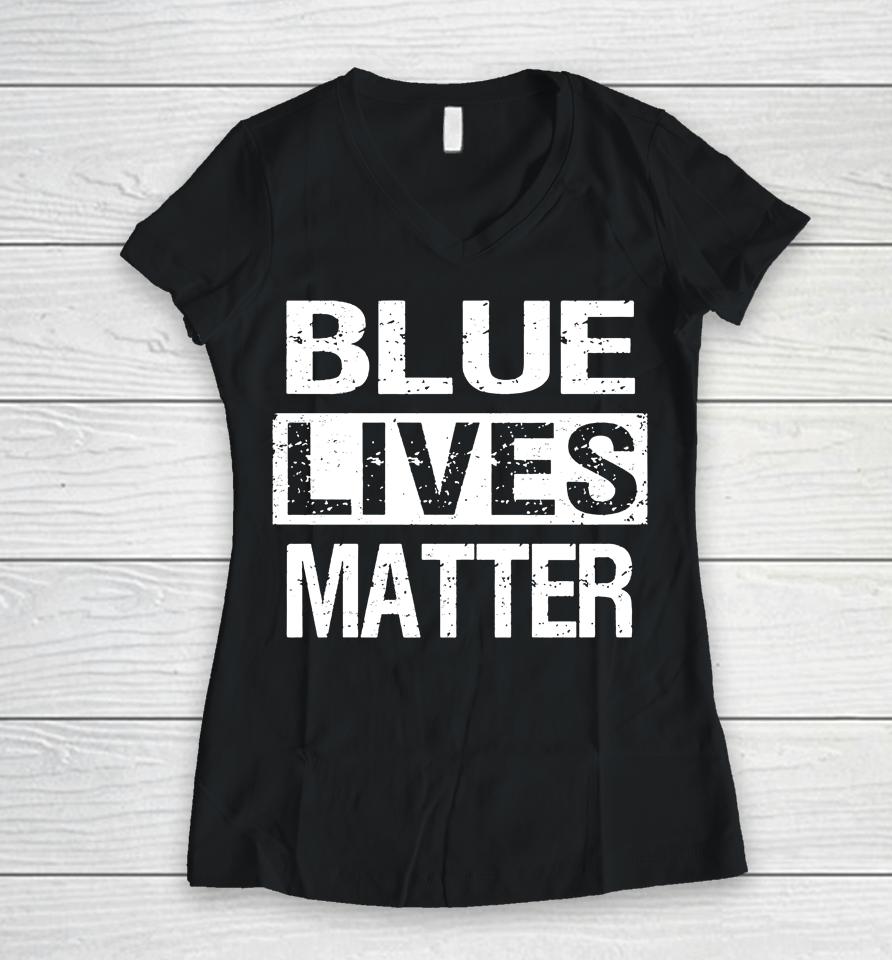 Zeek Arkham Blue Lives Matter Women V-Neck T-Shirt